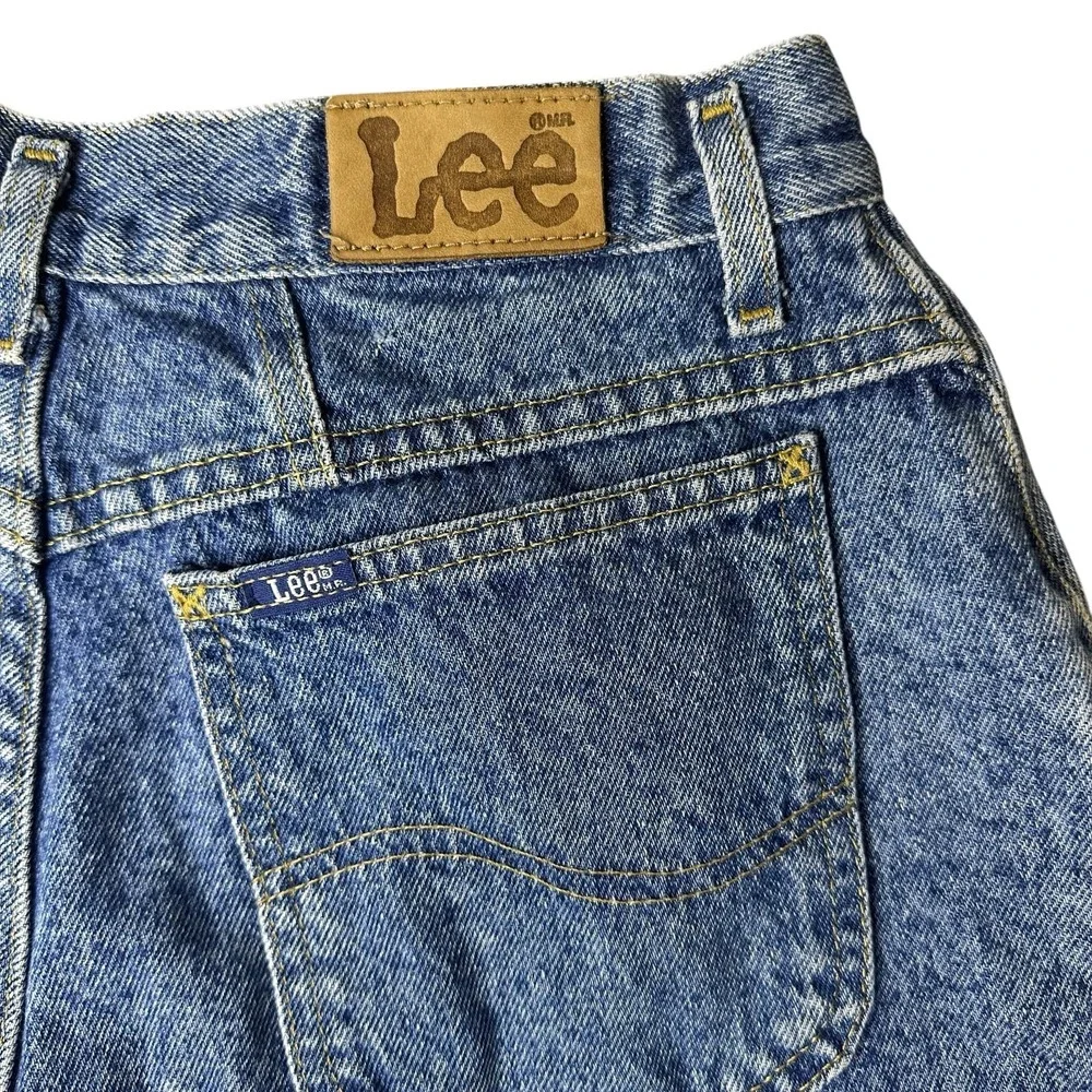 Vintage Lee Jeans Womens 14 Med Blue High Rise Pleated Tapered Mom 90s‎